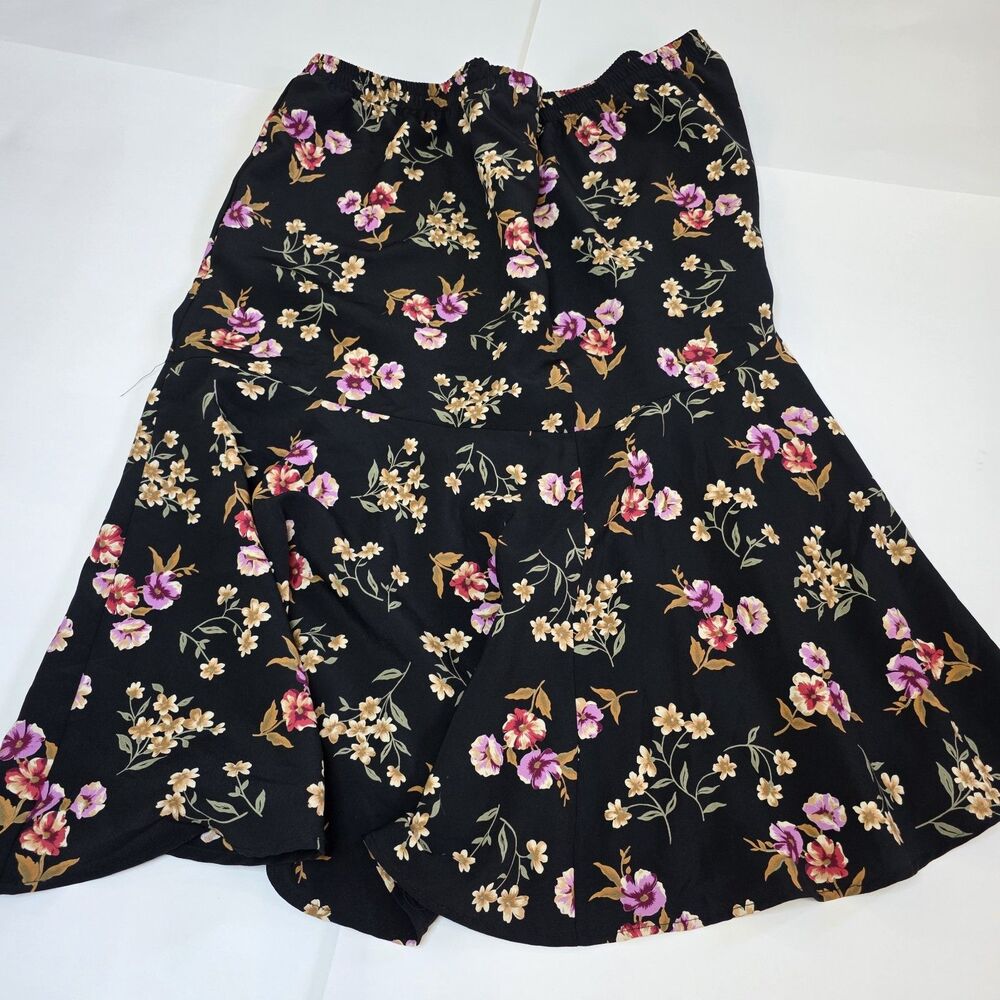Vintage Floral Knee Length Boho Flowy Slighty Pleated Skirt Women's Plus Sz 16W